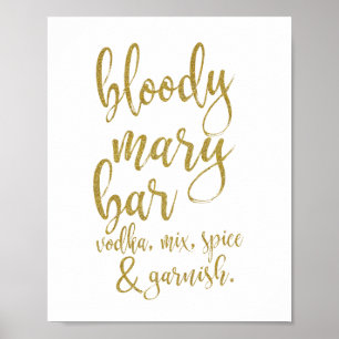 Bloody Mary Bar Gold Glitter 8x10 Wedding Sign