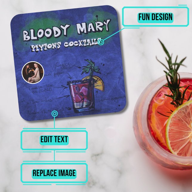 Bloody Mary Cocktail Party Square Paper Coaster (Please enjoy our design and see the others in the collection.)