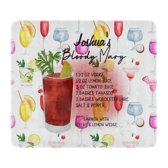 Bloody Mary Cocktail Recipe Personalised Cutting Board (Front)