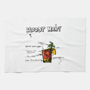 Bloody Mary Cocktail Recipe Tea Towel