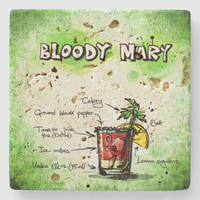 Bloody Mary Drink Recipe Stone Coaster (Front)