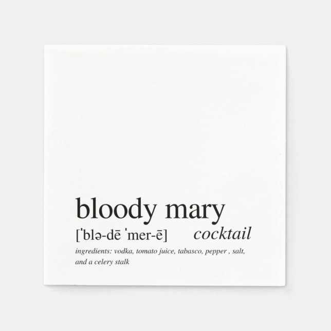 Bloody Mary Modern Quote Black Typography Cocktail Napkin (Front)