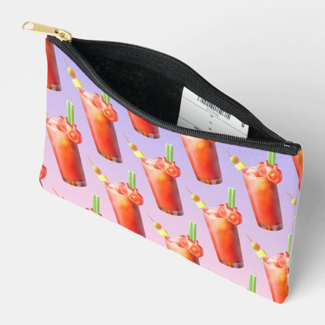Bloody Mary Pattern: Surreal Tomato Repeat Art Accessory Pouch (Open)