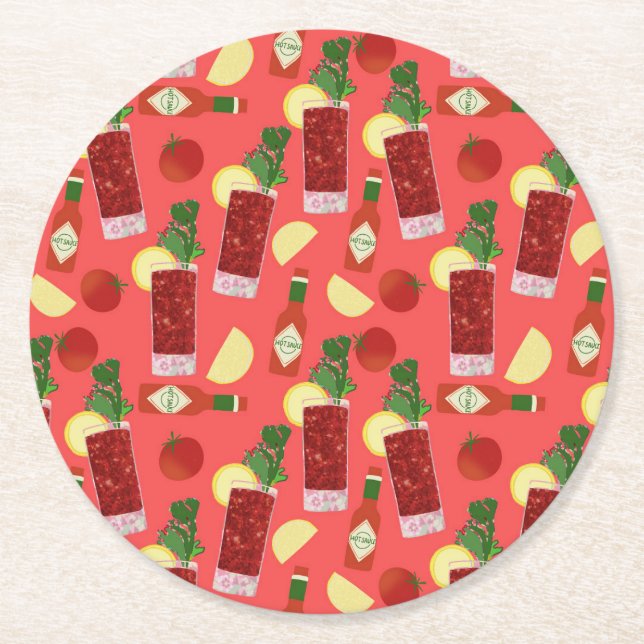 Bloody Mary Round Paper Coaster (Front)