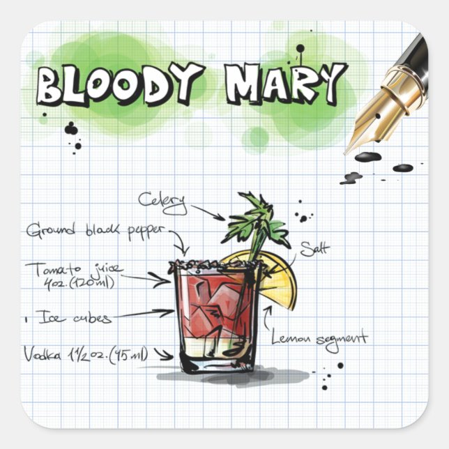 Bloody Mary Square Sticker (Front)