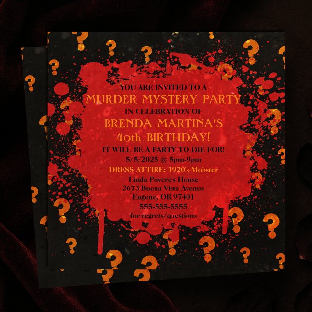 Bloody Murder Mystery Party Invitation (Bloody Murder Mystery Party Invitation
)