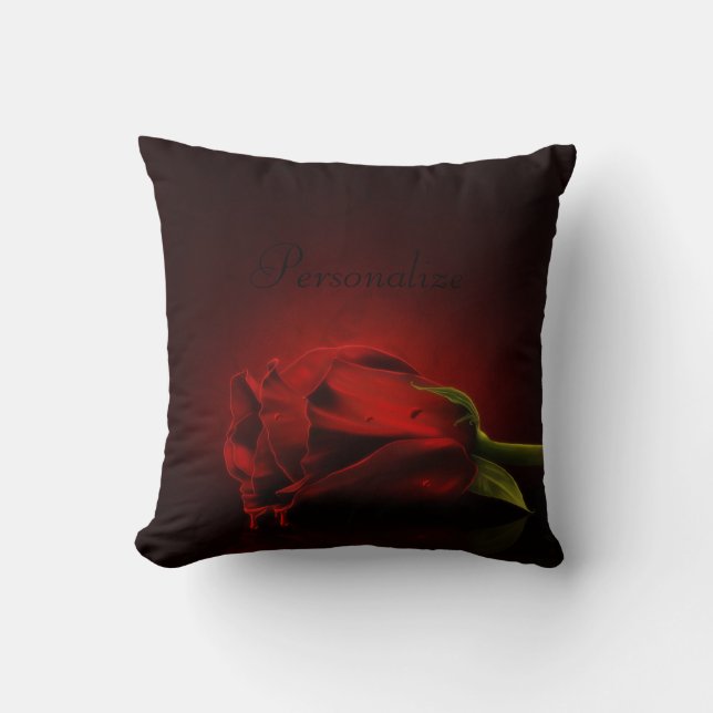 Bloody Red Rose Personalised Throw Pillow (Front)