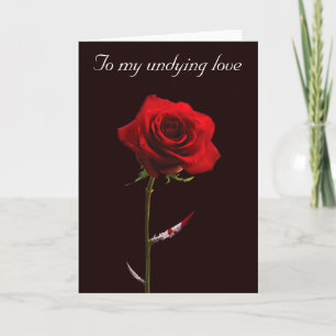 Bloody Red Rose Undying Love Customisable Holiday Card