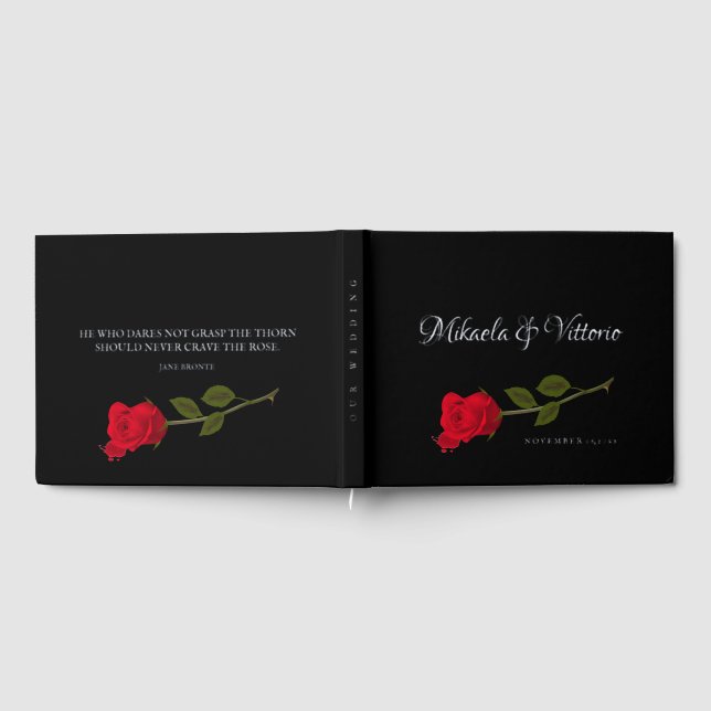 Bloody Rose Elegant Black Gothic Wedding Guest Book (Full)