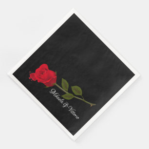 Bloody Rose Elegant Black Gothic Wedding Napkin