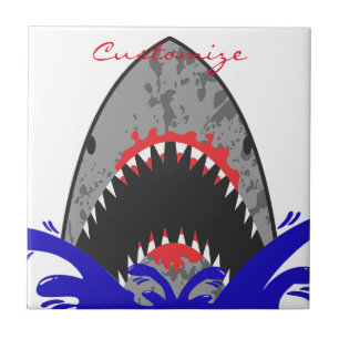 Bloody Shark Jaws Thunder_Cove Ceramic Tile
