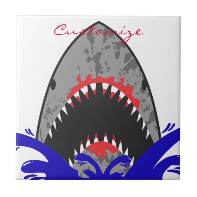 Bloody Shark Jaws Thunder_Cove Ceramic Tile (Front)