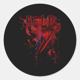 Bloody Shirt Help Blood Splatter Halloween Blood S Classic Round Sticker