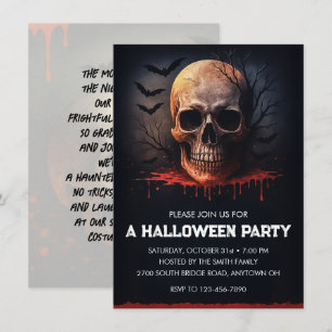 Bloody Skull Halloween Party Invitation
