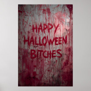 Bloody Splatters Halloween Dramatic Crazy Door  Poster