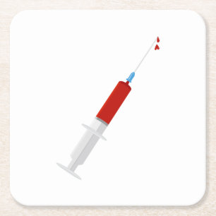 Bloody Syringe Square Paper Coaster
