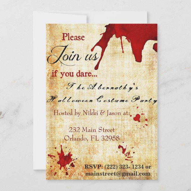 Bloody Vampire Halloween Party Invitation (Front)