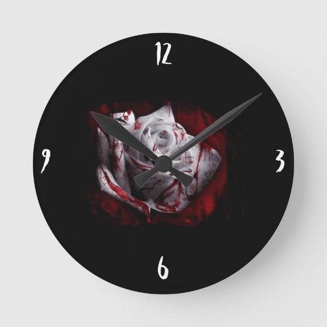 Bloody White Rose Round Clock (Front)