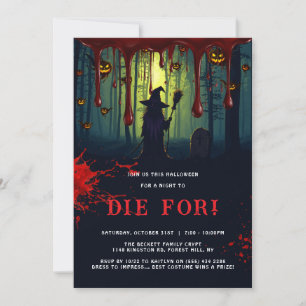 Bloody Witch A Night To Die For Halloween Party Invitation