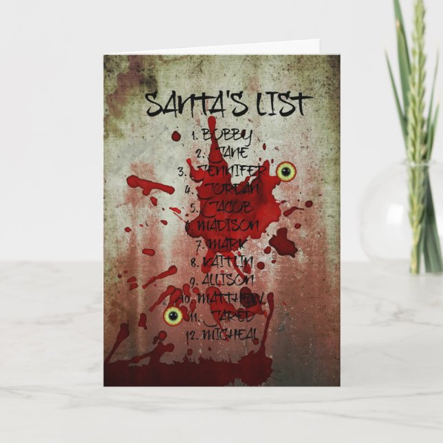 Bloody Zombie Santa Claus Holiday Card (Front)