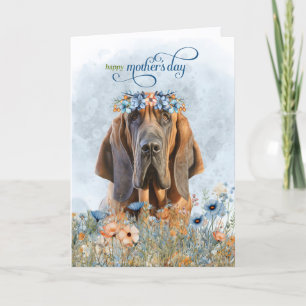 Bloohound Dog Wildflowers Mother's Day Holiday Card