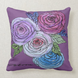 Bloom 4 Roses (purple) Cushion