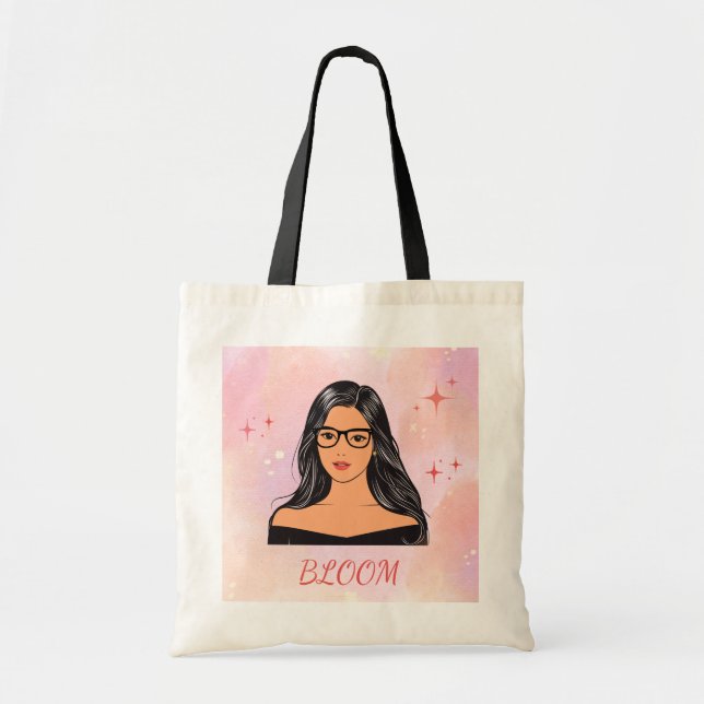Bloom Aesthetic Girl Tote Bag (Front)