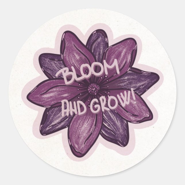 Bloom and grow classic round sticker (Front)
