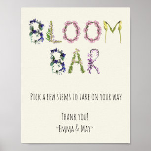Bloom Bar - Customisable Instructions and Name  Poster