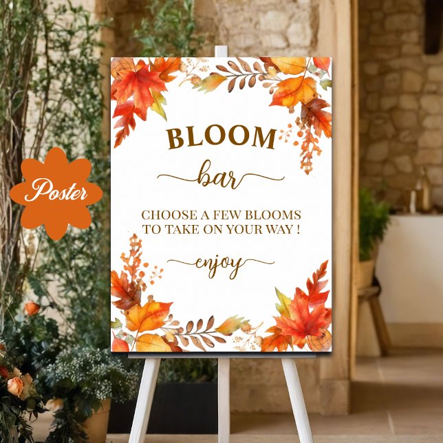 Bloom Bar Fall Boho Floral Bridal Shower Poster (Creator Uploaded)