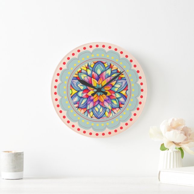 Bloom Bliss Colourful Flower  Large Clock (Home)