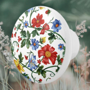 Bloom Boldly   Colourful Floral Ceramic Drawer Pul Knob