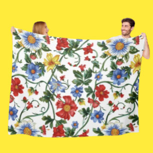 Bloom Boldly   Colourful Floral Fleece Blanket