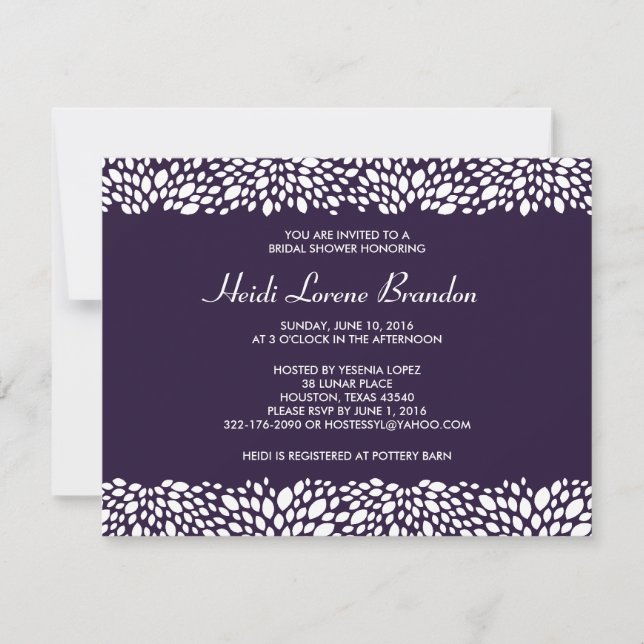 Bloom Customisable Bridal Shower Invitation (Front)