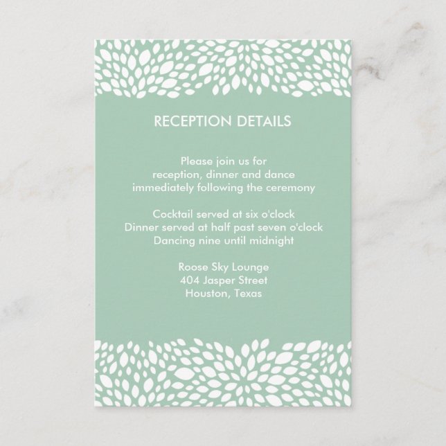 Bloom Customisable Wedding Reception/Direction Enclosure Card (Front)