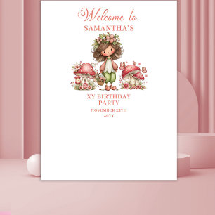 Bloom Fairy Pink Floral Girl Birthday Backdrop Tapestry