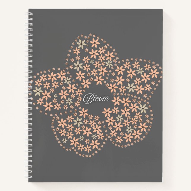 Bloom Floral Design – Dark Elegant Design Notebook (Front)