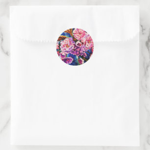 Bloom Floral Sun Fuchsia Pink Art Classic Round Sticker