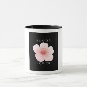 Bloom Flowers Elegant Pink Blossom Aesthetic Black Mug