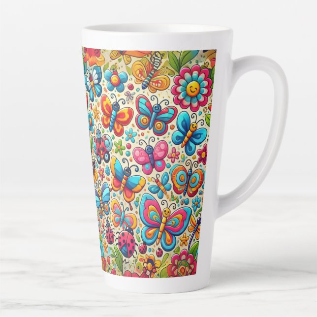 Bloom & Flutter Colourful Butterfly Garden Latte Mug (Right)