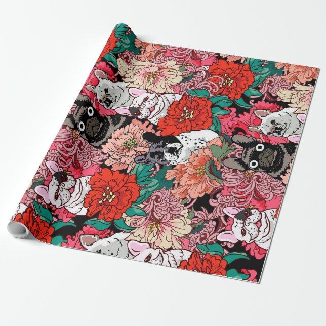 Bloom French Bulldog | Gift for US Independence Da Wrapping Paper (Unrolled)