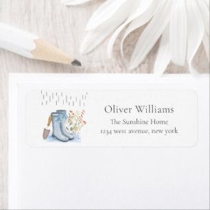 Bloom Garden Rain Boots Baby Shower Return Address Label