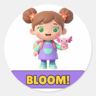 Bloom! Girl With Flower Buns Sticker - Die-Cut Vin