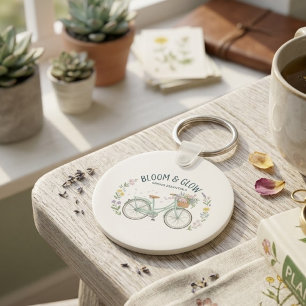Bloom & Glow Vintage Floral Bicycle Spring Aesthet Key Ring