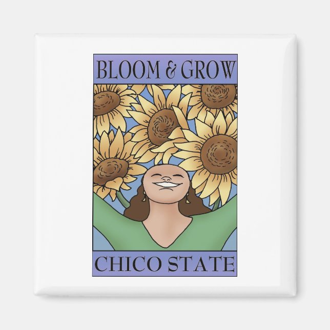 Bloom & Grow Chico State (purple blue) Magnet (Front)
