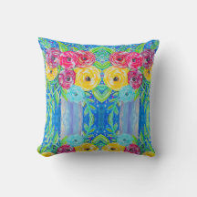 “Bloom in Colour” Abstract Floral Pillow