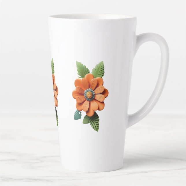 Bloom in Ember Papercut Petals Midnight Marigold E Latte Mug (Right)