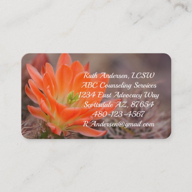 Bloom in orange cactus blossom business card (Front)