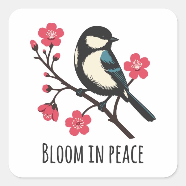 Bloom in Peace Square Sticker (Front)