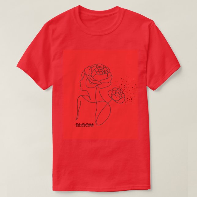 Bloom in Red – Artistic Floral Girl T-Shirt in Cl (Design Front)